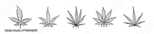 Cannabis vector icons. Marijuana icons. Cannabis plants