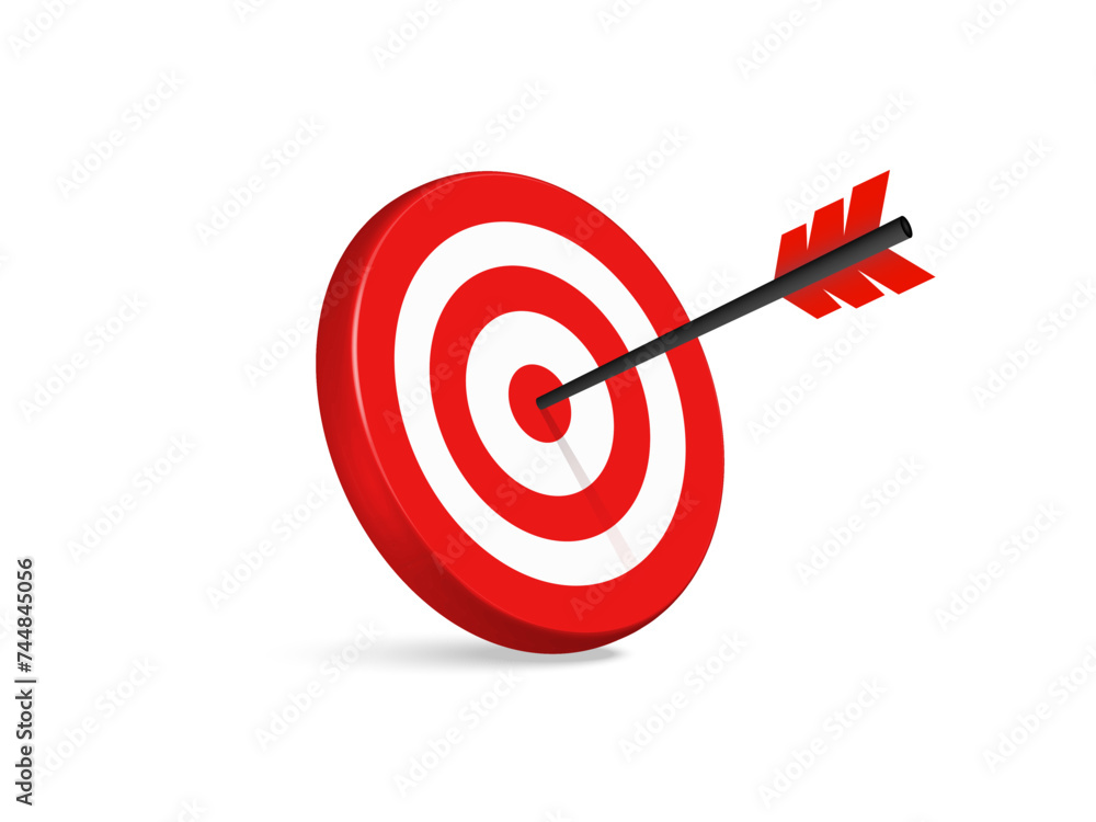 Archery target with arrow. Target vector illustration. Realistic target and arrow