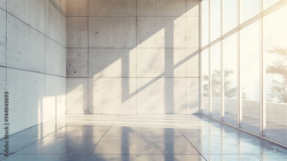 Obraz premium Clean Modern Office Space with Empty Wall Mockup 