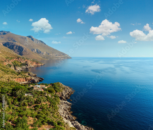 Paradise sea landscape from coastline trail of Zingaro Nature Reserve Park, between San Vito lo Capo and Scopello, Trapani province, Sicily, Italy