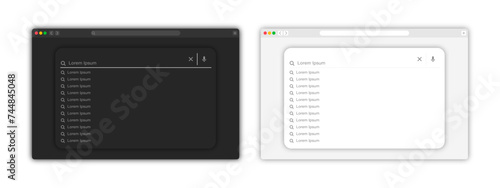 Web browser window template. Empty browser window on transparent background. Empty web page mockup with toolbar.