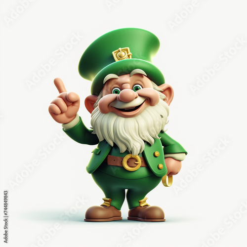 St Patrick's Day cheerful leprechaun cartoon character. Full length drawing of a dwarf. Saint Patricks Day symbol on white background.