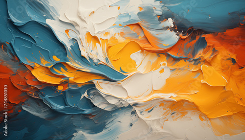 Artist's palette with mixed oil paints. Colorful stroke texture