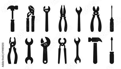 Tool icon set. Working tools. Tool kit icons. Working Tools set.