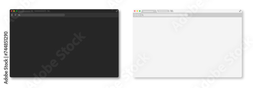 Web browser window interface. Browser window template. Empty web page mockup.