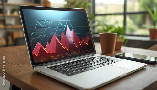 Graphs and charts on a laptop computer.