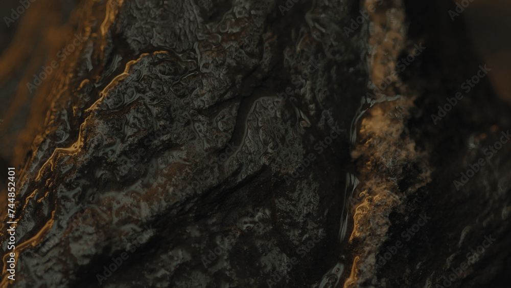 Rough abstract wet stones rotating with a foggy atmosphere around them Rough abstract wet stones rotating with a foggy atmosphere around them