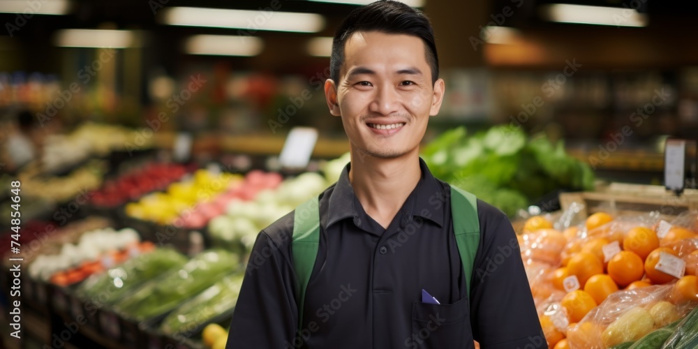 supermarket worker portrait Generative AI