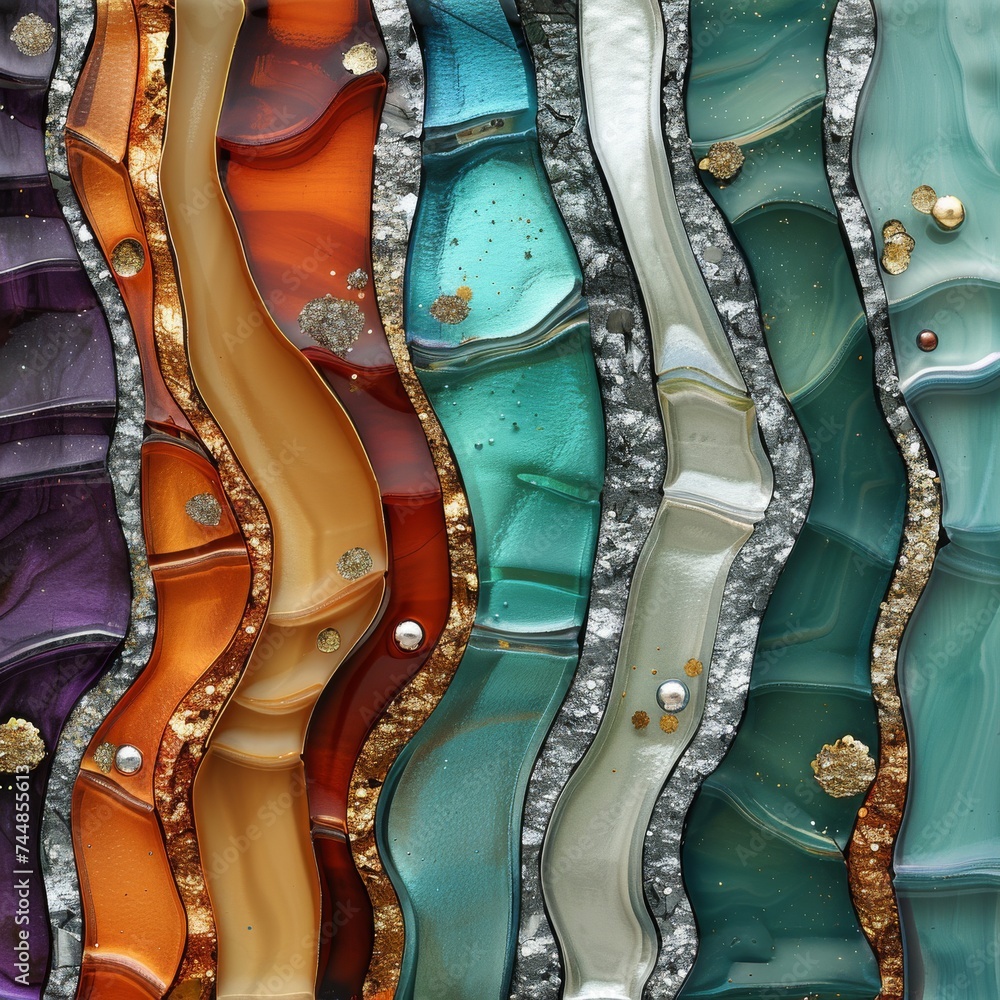 Abstract Gemstone Textures with Colorful Bands