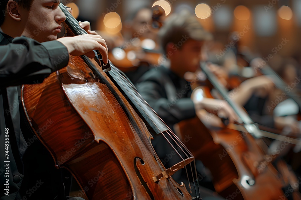 Fototapeta premium cello player in orchestra