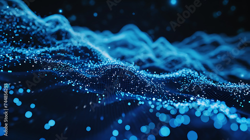 3d rendered Big Data Visualization concept. Information represented as a High Tech Futuristic Particle Network. Abstract background