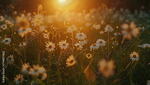 Photo of flowers in the field during golden hour, flowers during golden hour, golden hour field © Thomas Parker