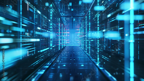 Wallpaper Mural Digital cyberspace and digital data network connections concept. Future technology digital abstract background concept. 3d rendering Torontodigital.ca