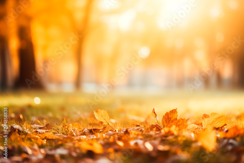 Golden light bathes a field of tall grass  creating a warm  tranquil autumn scene.