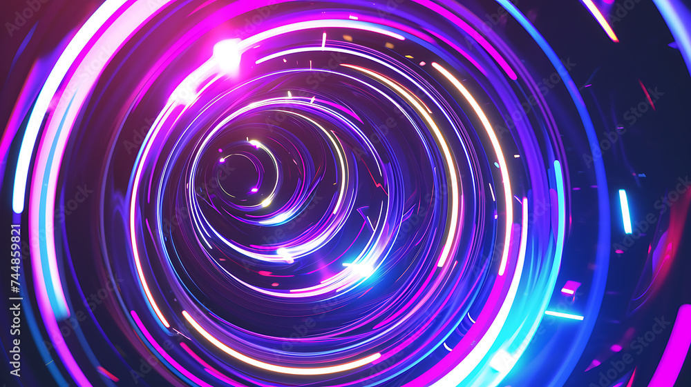Abstract colorful neon glowing light tunnel art background. Speed light illuminated Curvy moving line shape. 3D render Abstract colorful neon glowing light tunnel art background. Speed light illuminated Curvy moving line shape. 3D render