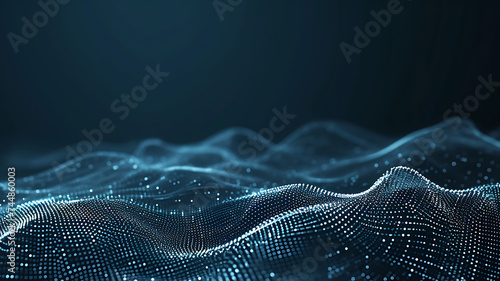 Wave of interlacing points and lines. Abstract background. Technological style. Big data. 3d rendering. © Irfan Hameed