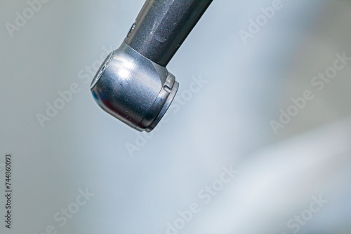 close-up of a dental bur machine attachment. Treatment and restoration of teeth