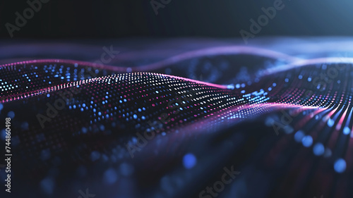 Wave of interlacing points and lines. Abstract background. Technological style. Big data. 3d rendering.