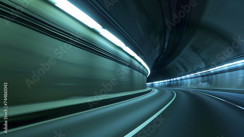 light trails in tunnel. Art image . Long exposure photo taken in a tunnel