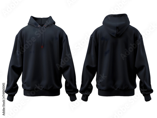 Two Black Hoodies Isolated On Transparent PNG Background 