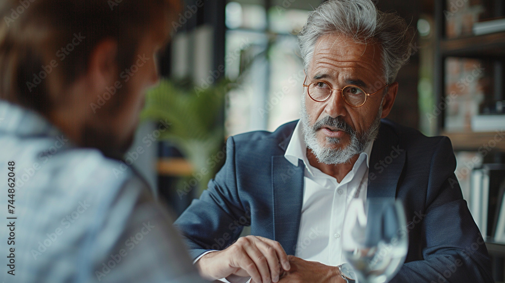 Senior businessman in a serious discussion Senior businessman in a serious discussion
