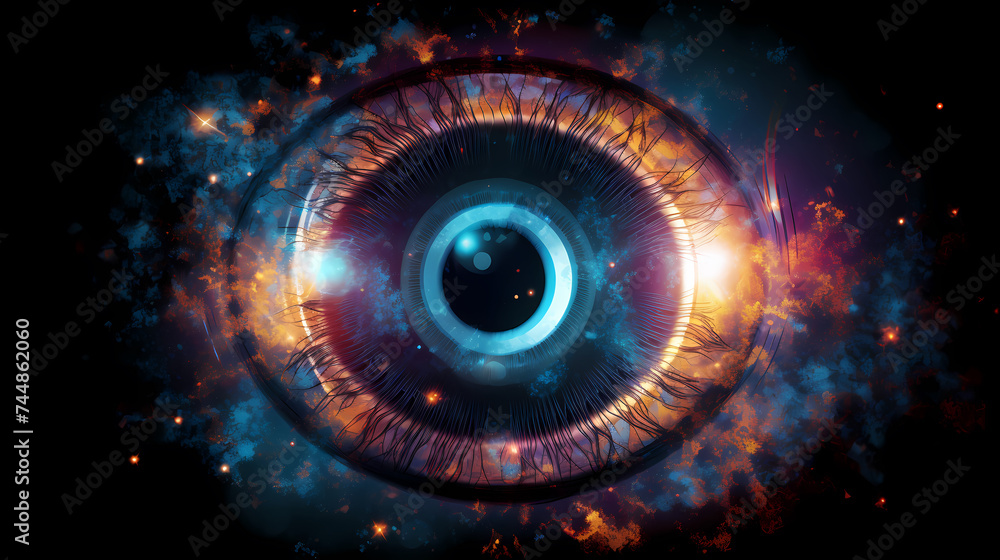 Close-up of eyeball on dark background Close-up of eyeball on dark background