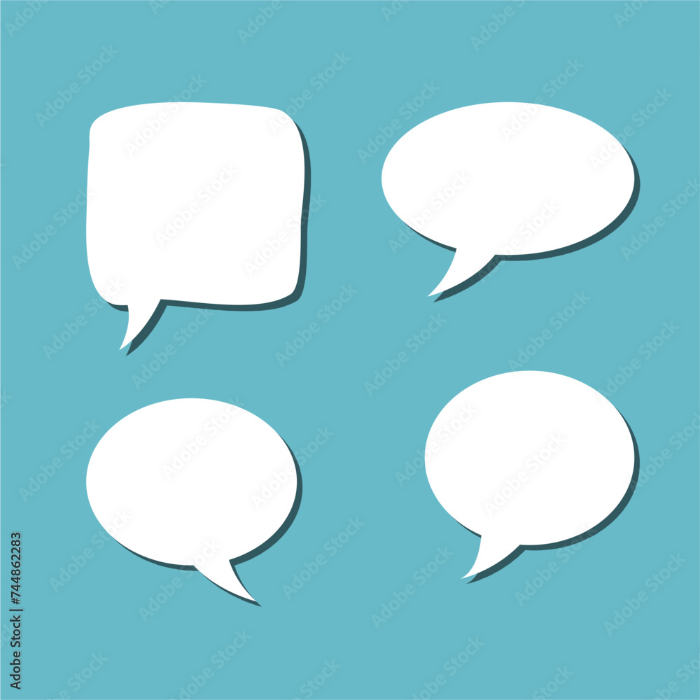 Set of white speech bubble with shadow isolated backgroud. space for text. abstract blank area for rill text of font. Set of white speech bubble with shadow isolated backgroud. space for text. abstract blank area for rill text of font.