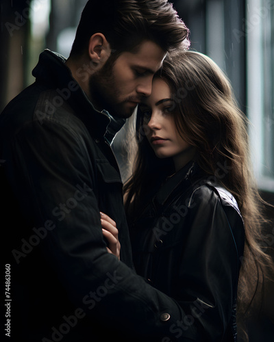 Dark and emotional couple portrait