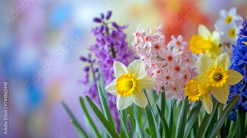 Vibrant Spring Flowers and Colorful Blooms in Garden