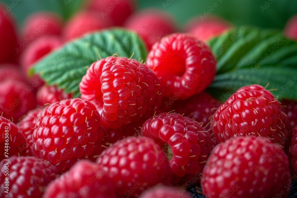 Raspberry harvest. Background with selective focus and copy space Raspberry harvest. Background with selective focus and copy space