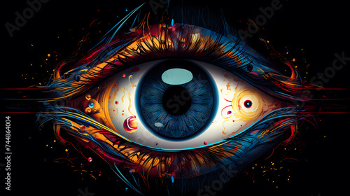 Close-up of eyeball on dark background