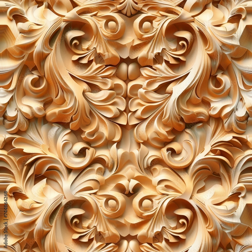 Decorative carved wood design, seamless pattern Decorative carved wood design, seamless pattern