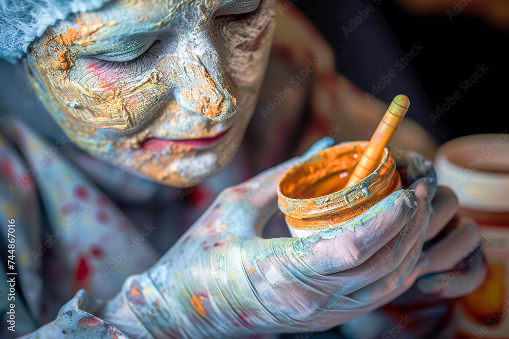 Fototapeta premium Woman with body full of paint