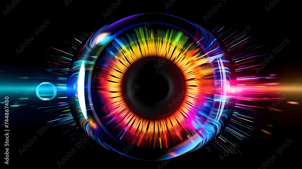 Extreme close-up of digital eye concept with abstract retina and pupil Extreme close-up of digital eye concept with abstract retina and pupil