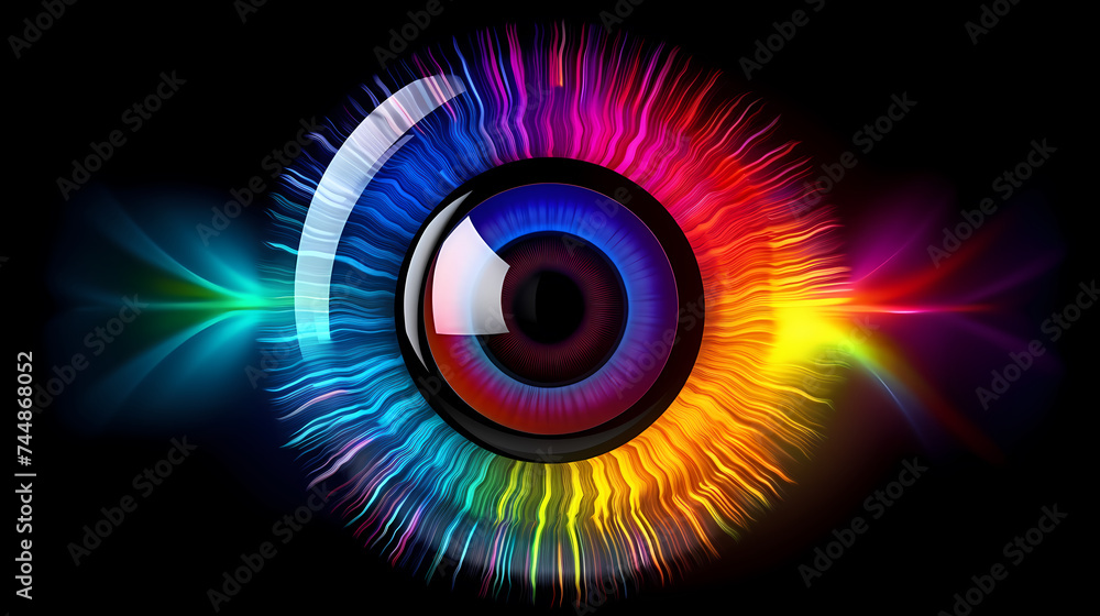 Extreme close-up of digital eye concept with abstract retina and pupil Extreme close-up of digital eye concept with abstract retina and pupil