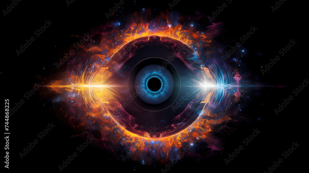 Extreme close-up of digital eye concept with abstract retina and pupil Extreme close-up of digital eye concept with abstract retina and pupil