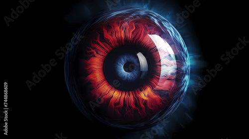 Extreme close-up of digital eye concept with abstract retina and pupil photo
