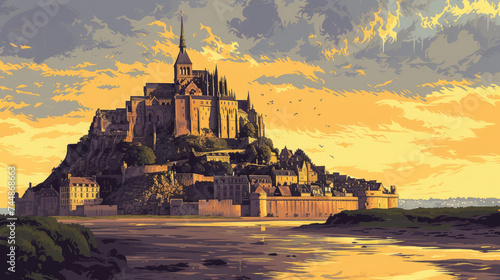 Illustrating the Charm of Mont Saint-Michel: A Visual Journey Through French Architectural Splendor and Coastal Beauty.