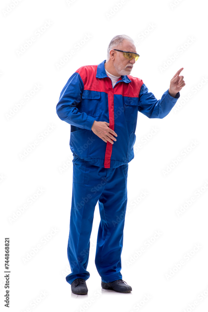 Old repairman isolated on white Old repairman isolated on white