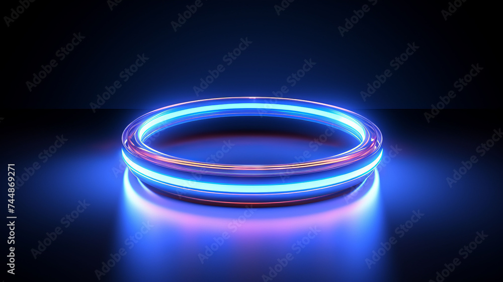 Minimalist abstract blurry light blue background with circular neon glow Minimalist abstract blurry light blue background with circular neon glow