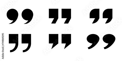 Quotes icon. Black quotes sign set.  Vector isolated on white background.