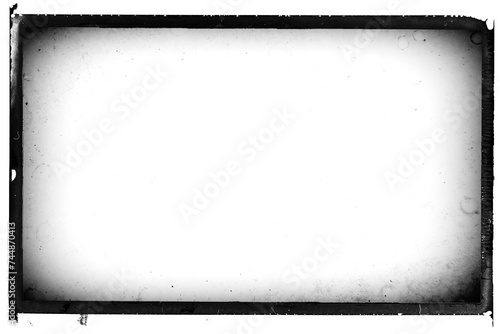 Vintage photo film frame of a middle format camera template with vignetting, dust and splatters on transparent background (png image). Useful for design, vintage film effects, and backgrounds