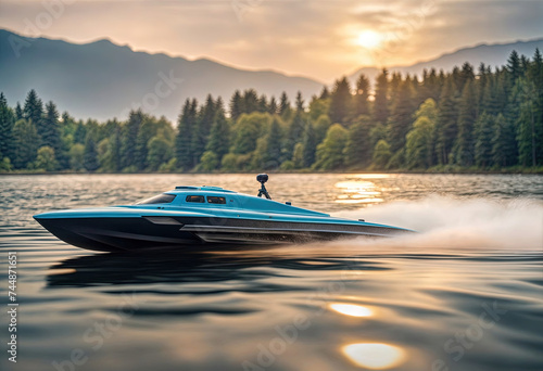 Speed boat on the lake - jet ski  photo
