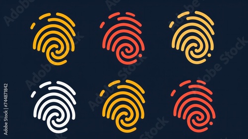 An abstract vector depiction of a fingerprint icon or symbol