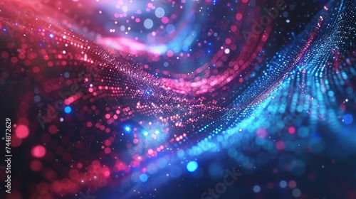 A futuristic cosmic design illustrating a 3D vector visualization of big data. This technology background showcases the analysis of big data with glow fractal elements for digital data visualization #744872629