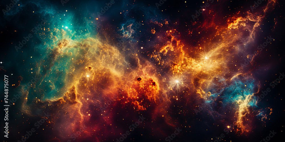 Fototapeta premium A Space Landscape Unfolds with Planets and Stars Scatted Across The Cosmic Exp