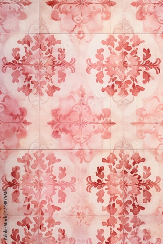 Abstract rose colored traditional motif tiles wallpaper floor texture background