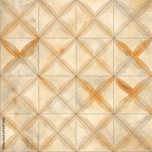 Abstract tan colored traditional motif tiles wallpaper floor texture background