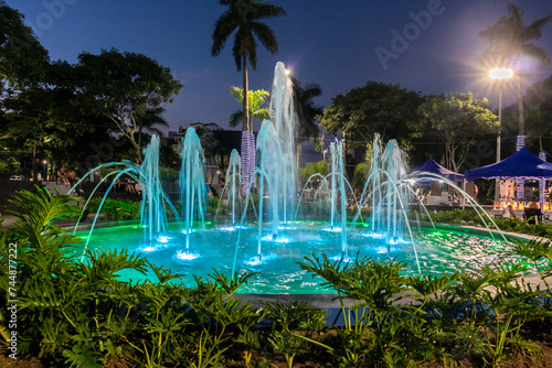 Fountain of luminous waters located in Maria Izabel Square, in the city of Marilia, in São Paulo, Brazil