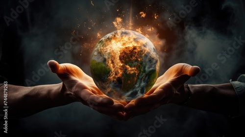 Hands holding a glowing Earth globe